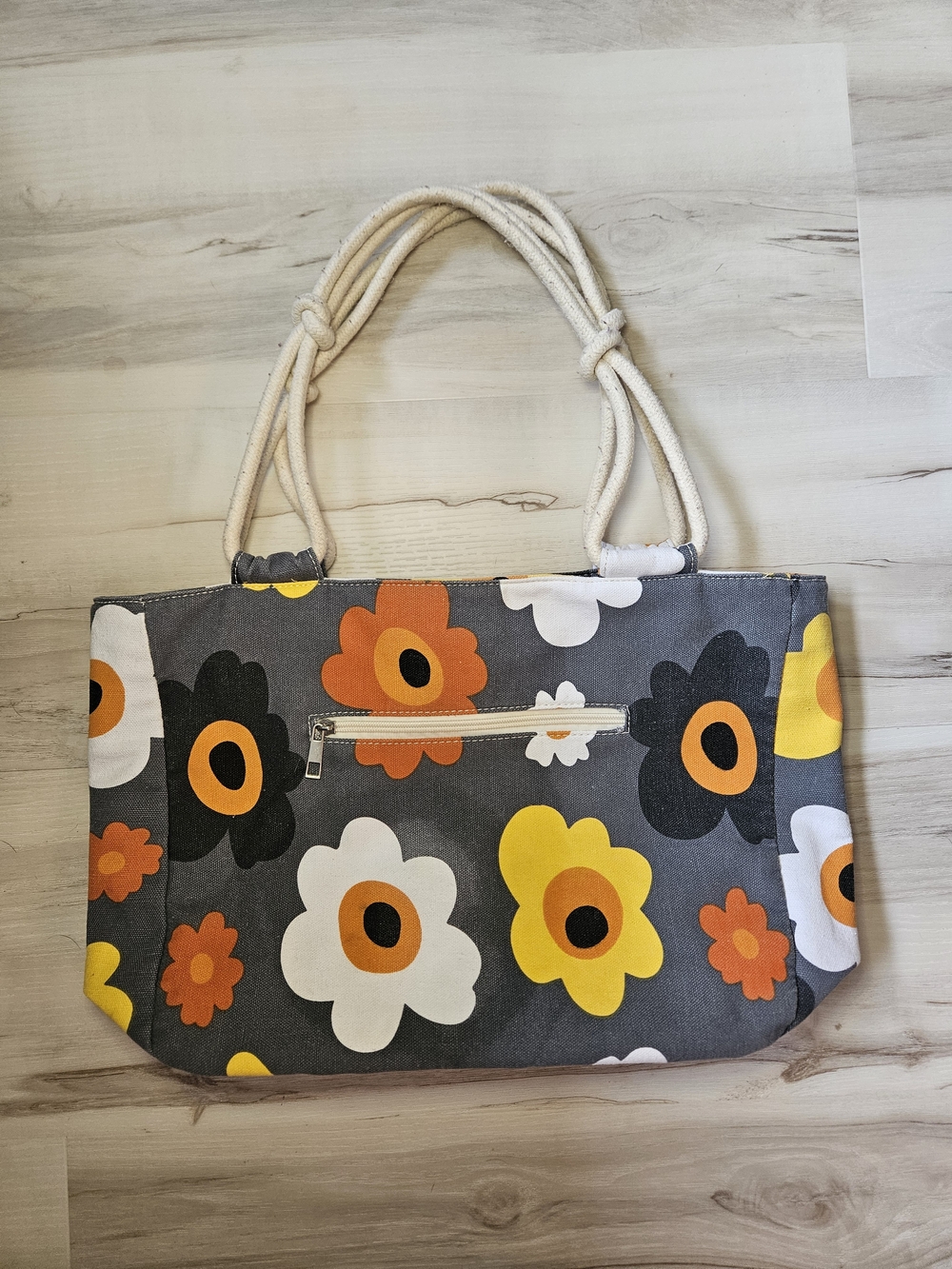 Farmhouse Is My Style Summer Blooms Floral Rope Tote Bag - Picture 2 of 8